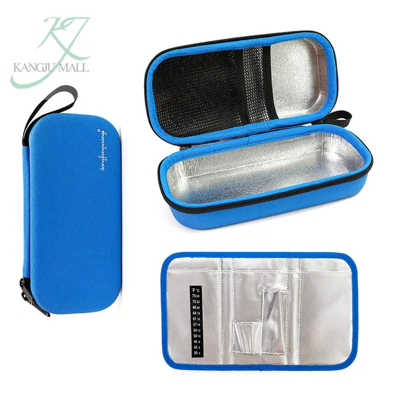 

Insulin Fridge Travel Case Insulated Diabetic Medication Organizer Portable Cooler Bag For With 3 Coolers Ice Pack Blue Black