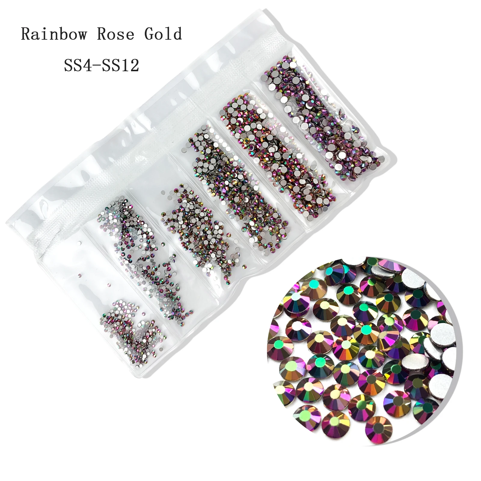 Mix Maten Nail Art Steentjes Kleurrijke Crystal Strass Flat Back Non Hotfix Steen Diamanten Voor 3d Nagels Decoraties 1728 Stuks