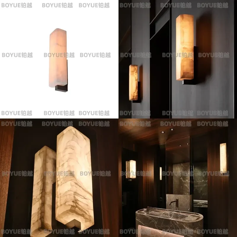 Luxury Marble Wall Lamp Modern Minimalist Bedside Light for Bedroom Living Room Background Decor High End Atmosphere Sconce