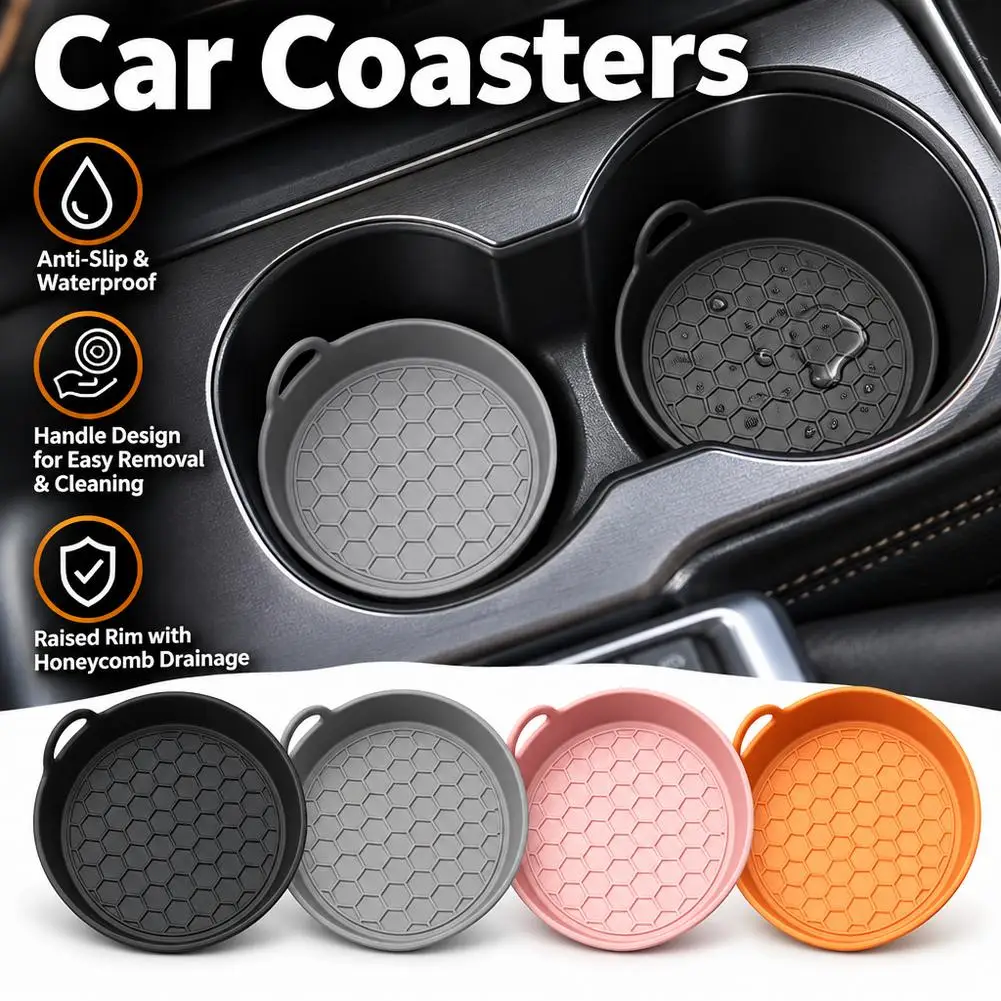 Anti-Slip Coaster for Car Stable Food Grade Silicone Gel Drink Holder Pad Universal Auto Cup Holder Coaster Silent Cup Pad