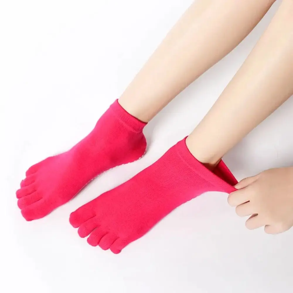 Soft Cotton Woman Korean Socks Sweat-absorbing Breathable Anti-Slip Yoga Socks Pure Color Deodorant Five Finger Hosiery Gym