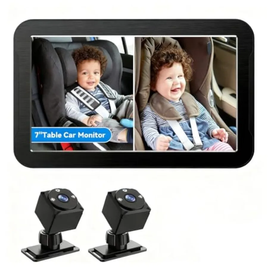 

Baby Car Camera for 2 1080P Split-Screen Monitor Dual Cam Rear-Facing Cameras IR Night Vision 360 Rotatable Backseat Screen Car