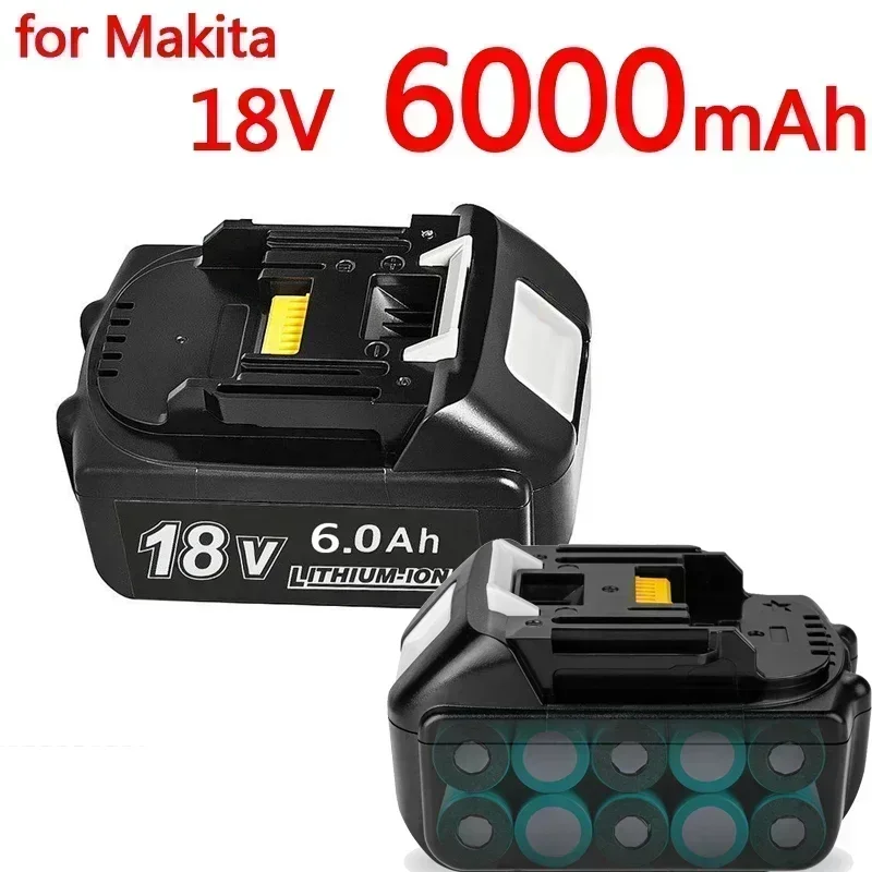 

2025 for Makita 18V battery 6000mAh Rechargeable Power Tools Battery with LED Li-ion Replacement LXT BL1860B BL1860 BL1850