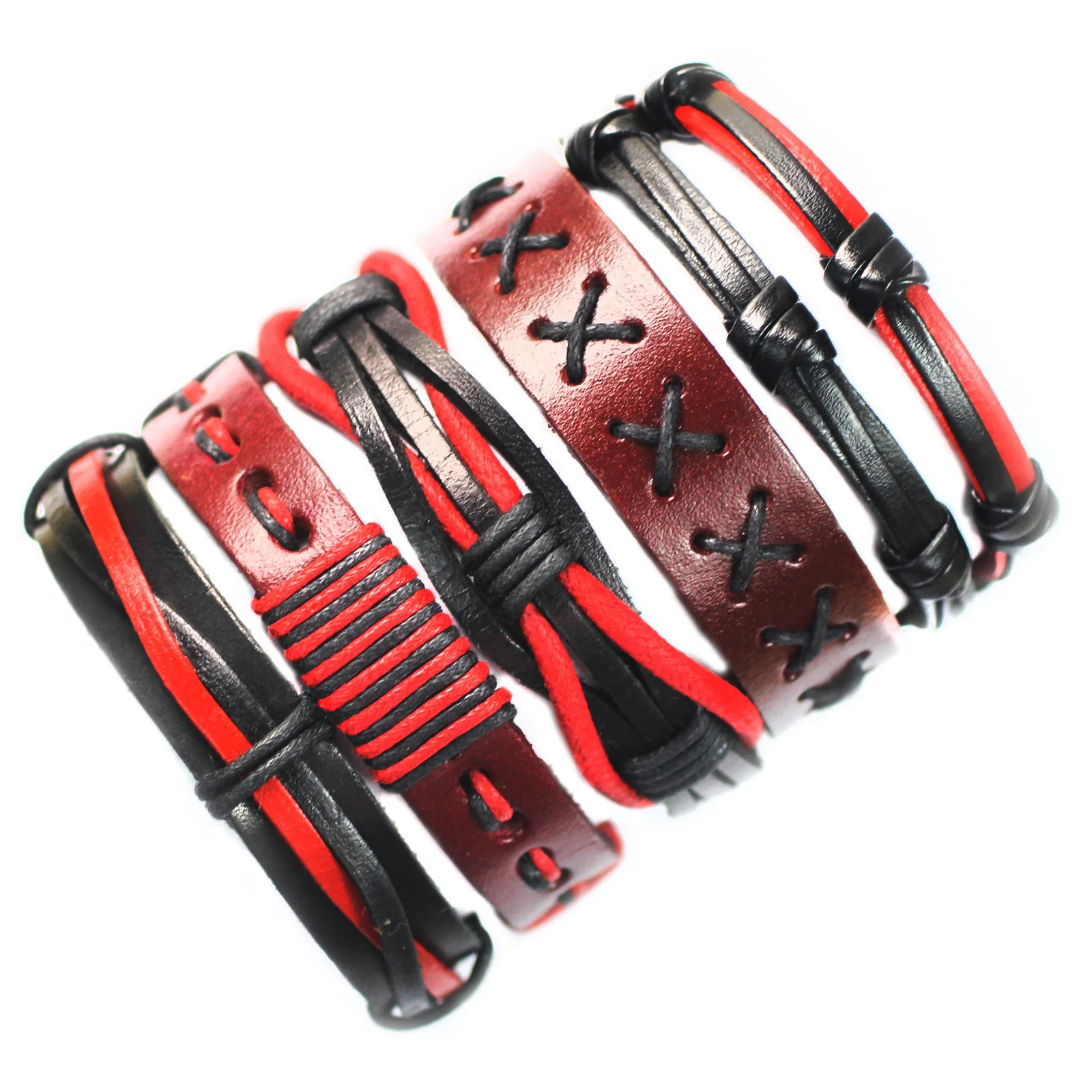 Wholesale Bangle 5pcs/set Braided Genuine Surfer Leather Bracelet Men Multilayer Rope Bracelets Jewelry Gifts Pulseira Masculina - view 5