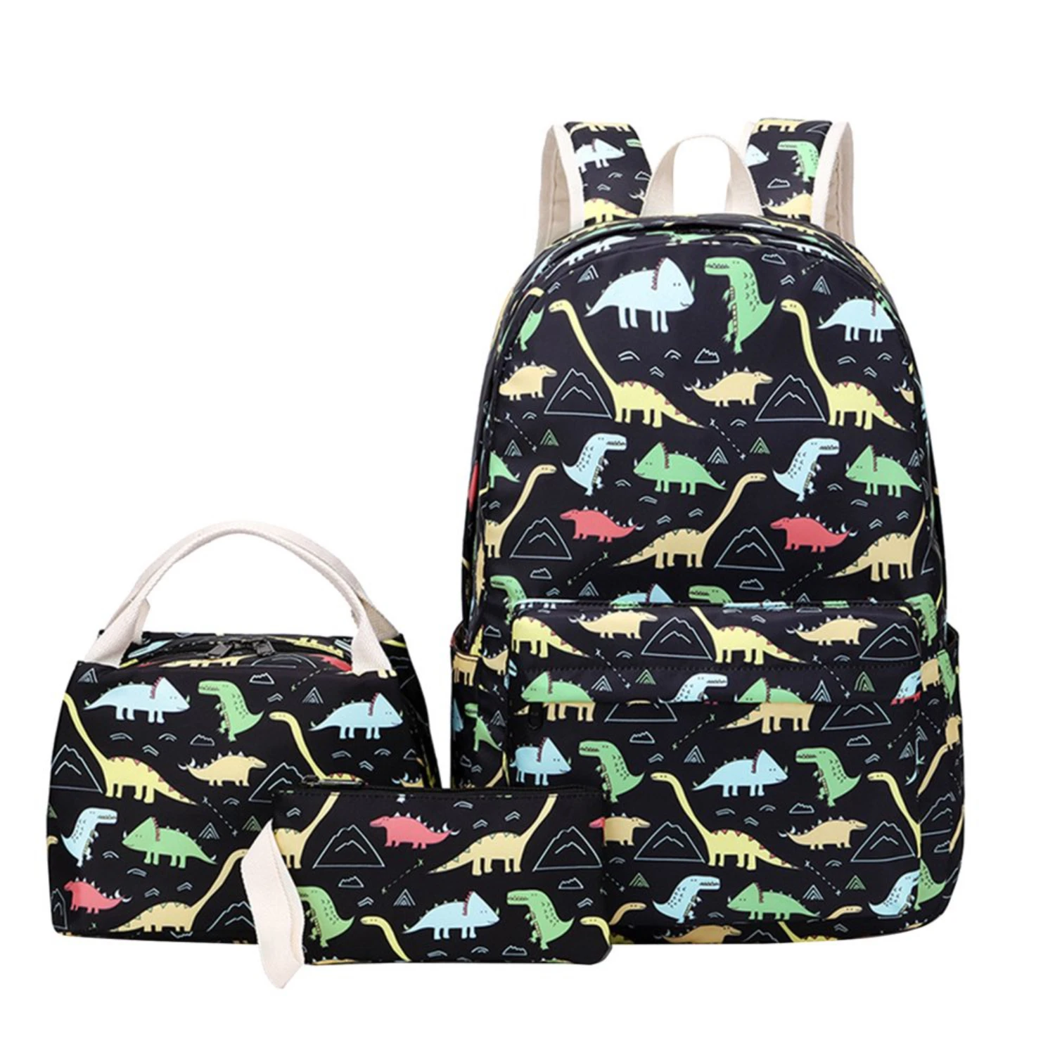 

Dinosaur Backpack Set for Kids - School Bag, Lunch Box, Pencil Bag - Lightweight, Cute Design