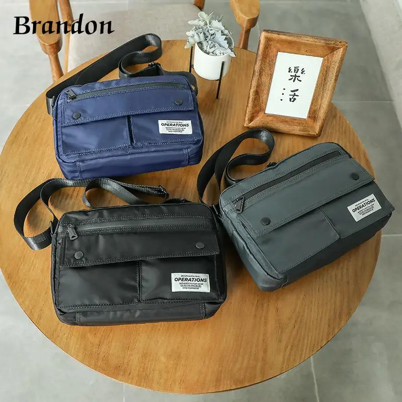 

Korean Shoulder Bag Men's Simple Crossbody Bag Oxford Cloth Horizontal Messenger Bag Fashion Travel Backpack Trend Crossbody Bag