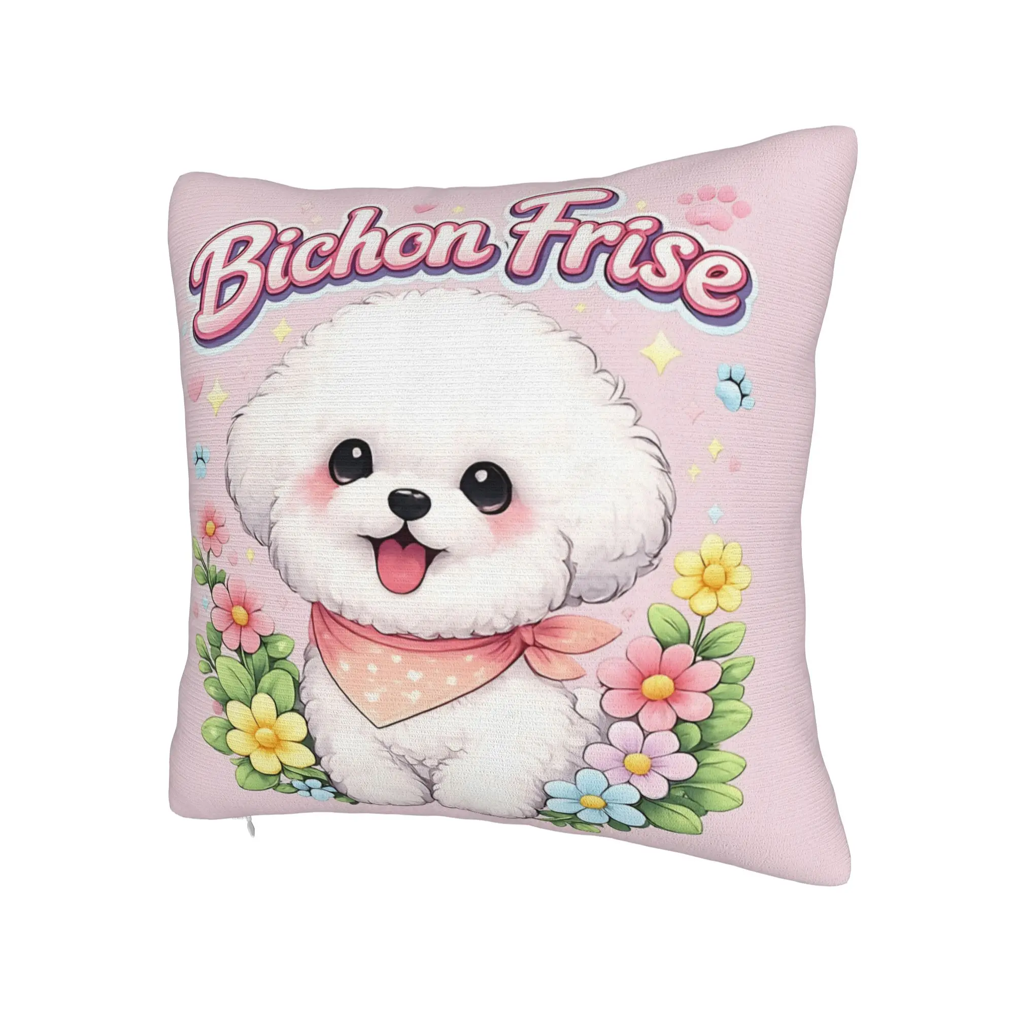 Cute Bichon Frise Pillow Case  Soft Pillow Cover Novelty Pillowcases For Living Room Chair
