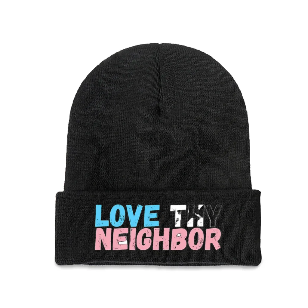 Love Thy Neighbor Knitting Hat Beanie Caps Skullies Beanies Ski Cap Soft Bonnet Hats Winter Warm