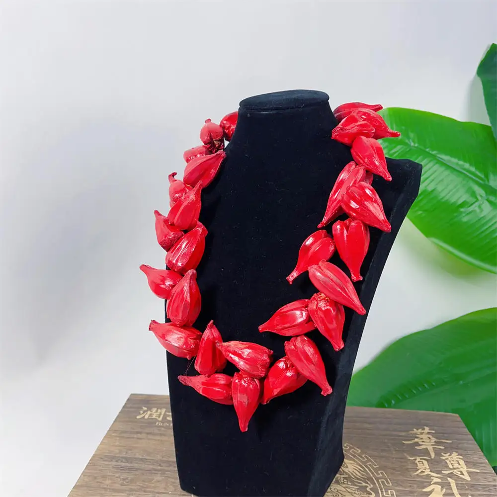 New Arrival Ladies Necklace Traditional Samoa Natural Handmade Red Ula Fala Necklace 20" Polynesian Chic Jewelry Necklace