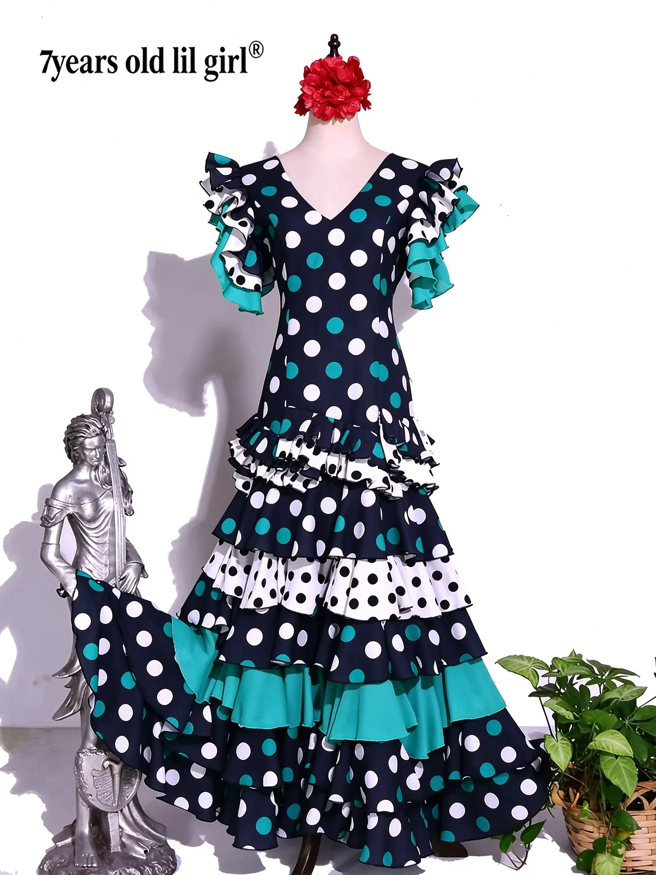 Vestido de Baile Español para Niña de 7 Años, Falda de Práctica de Flamenco, Modelo 2023, para Mujer, GI11