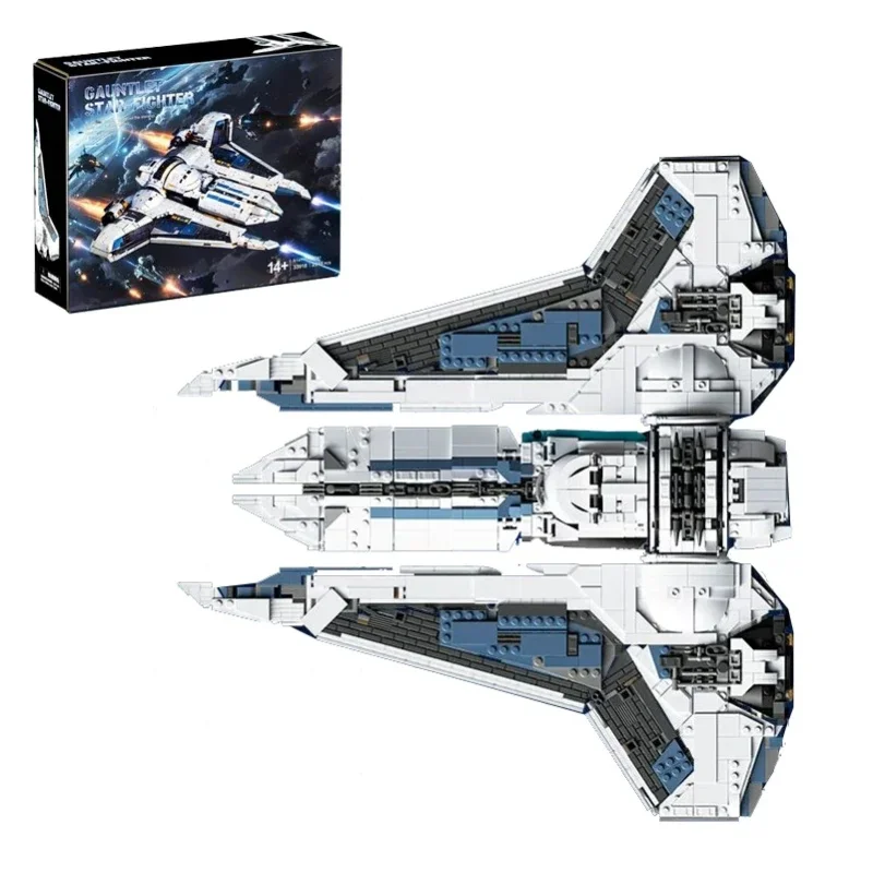 Klemmbausteine Weltraum-Krieg-Film MOC Starfighter Kom'rk-Klasse Jäger Bausteine Set Sci-Fi Weltraum-Kämpfer Raumschiff Sammlerstück Ausstellungsmodell Bausatz High-Tech Montage-Spielzeug für