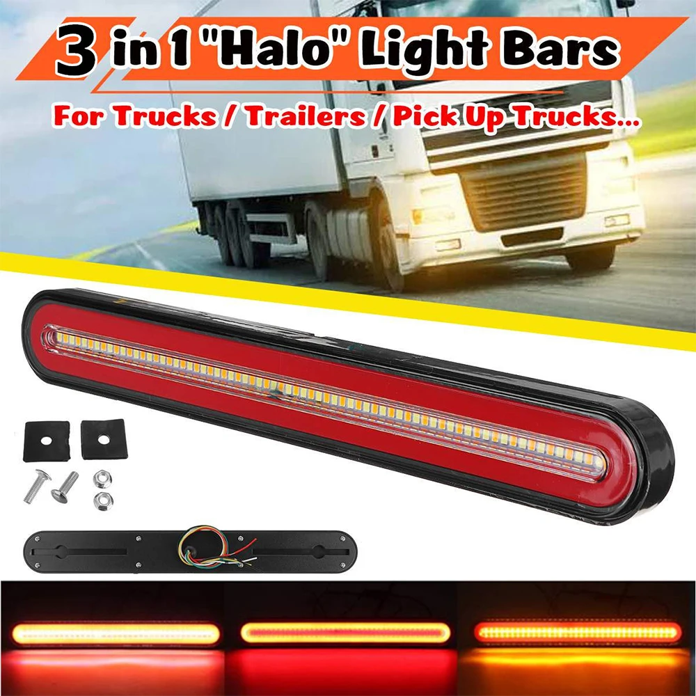 Waterproof LED Trailer Truck Brake Light 3 in1 Neon Halo Ring Tail Brake Stop Turn Light Sequential Flowing Signal Light Lamp led selfie ring light novelty makeup lightings led selfie lamp mobile phones photo night light led mirror neon sign selfie ring