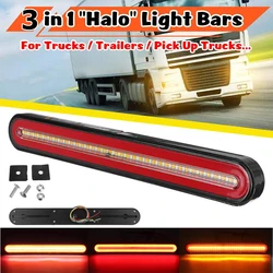 Waterproof LED Trailer Truck Brake Light 3 in1 Neon Halo Ring Tail Brake Stop Turn Light Sequential Flowing Signal Light Lamp