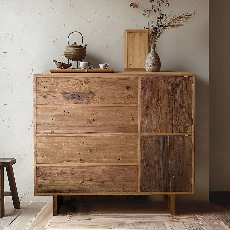 

Astonished retro style, all solid wood dining side cabinet, medieval side cabinet, entrance cabinet, storage storage cabinet