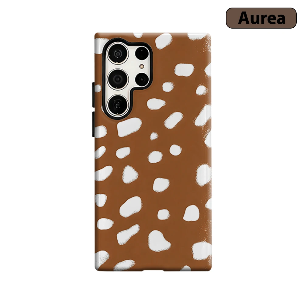 Brown Dalmatian Print Phone Case for Samsung Galaxy S26 S25 Ultra S24 S23 Ultra Plus Shockproof Double layer tough Back Cover