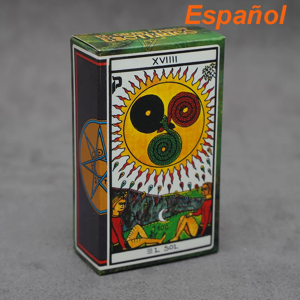 Tarot carta El Sol arcano mayor XVIII illustraciones colorées estilo esotérico baraja completa para divination astrologie y med