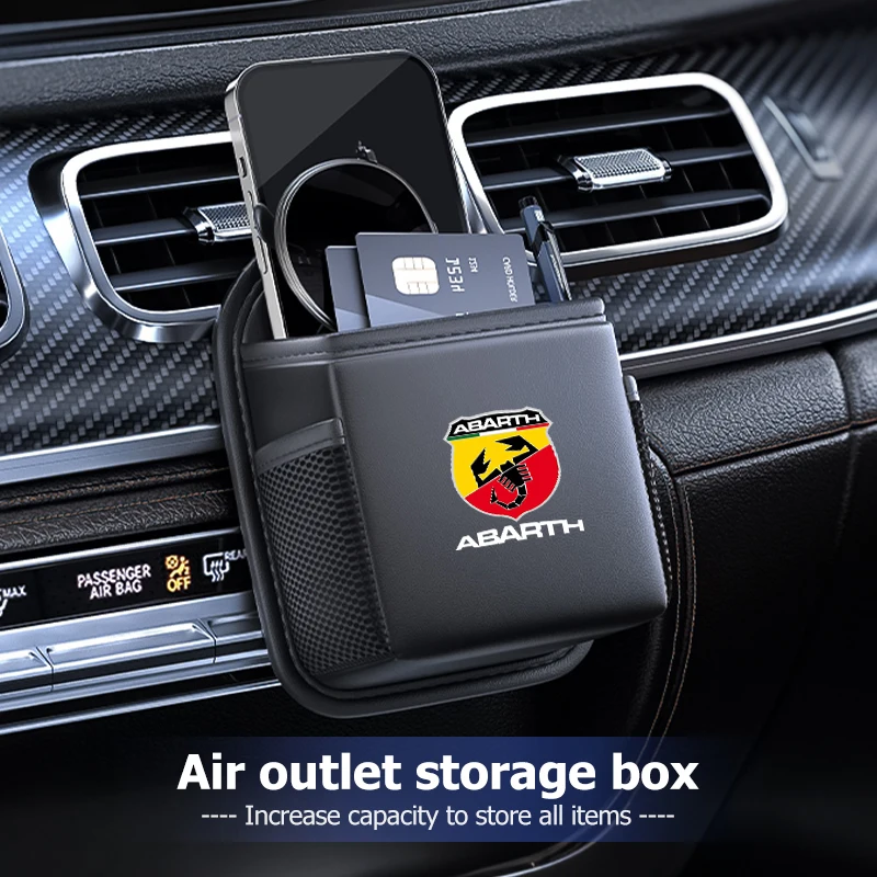Caja de almacenamiento para ventilación interior de coche, Mini caja de almacenamiento para residuos de teléfono, para Abarth Fiat Grande Punto Tipo Stilo Ducato Palio 500x