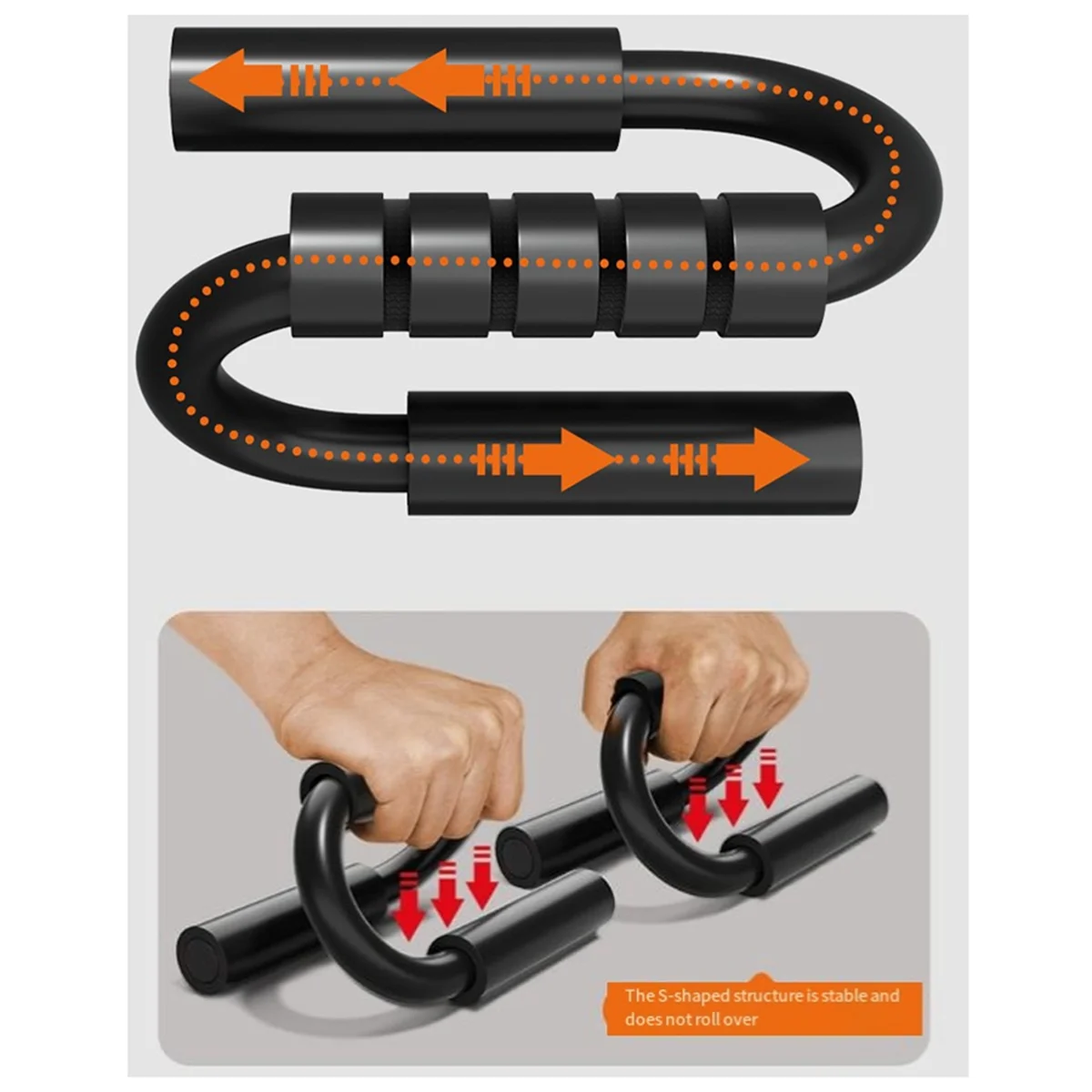 N18R S Shape Floor Chest Workout Equipment Home Fitness Chest Training Equipment Anti Slip Push Up Stands Bar