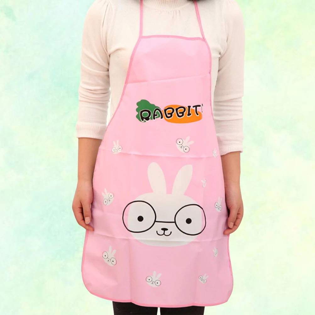 

Stylish Cartoon Patterned Waterproof Apron Soft And Comfortable Loose Fit Adult Kitchen Cooking Bib Machine Washable