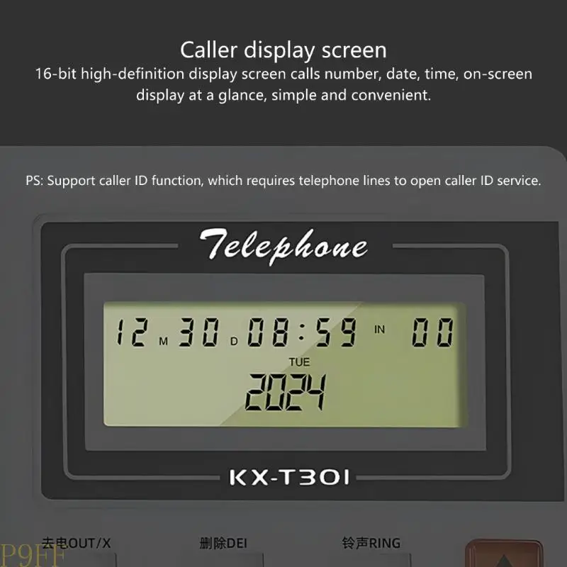 CS1W Big Button Telephone for Eldly Crystal Landline Trade Call Desk Display Caller Corded Telephone for Home Office Hotel