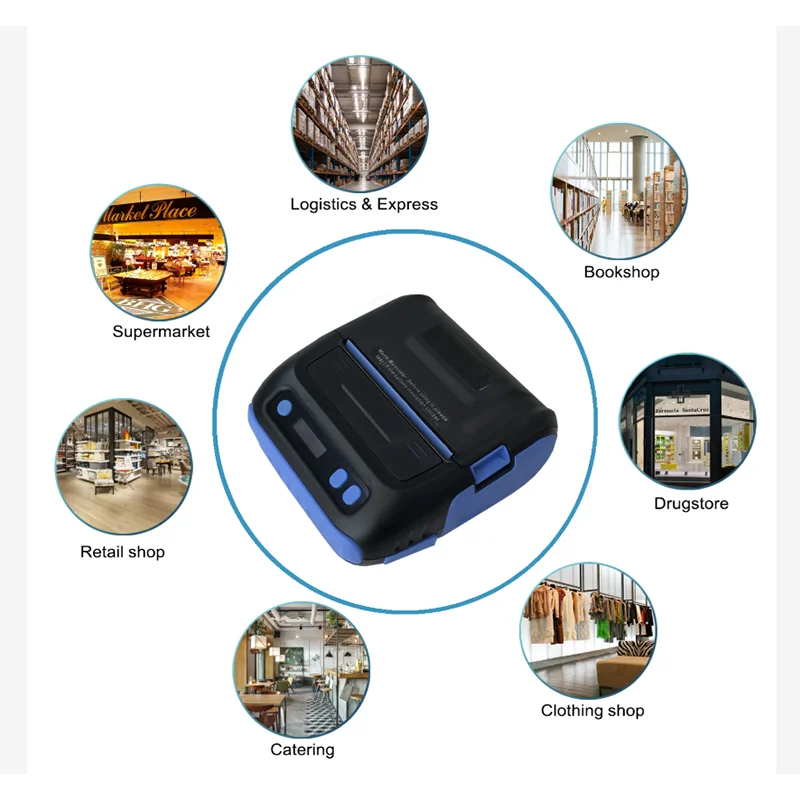 Milestone 80mm 3inch Wireless Bluetooth Thermal Receipt Printer Receipt Label Maker Portable Sticker Label Printer Portable