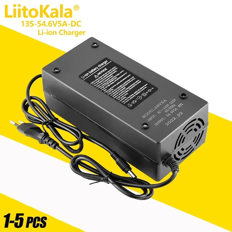 1-5pcs LiitoKala 48V5A charger 13S 18650 battery pack charger 54.6v 5a constant current constant pressure is full of self-stop