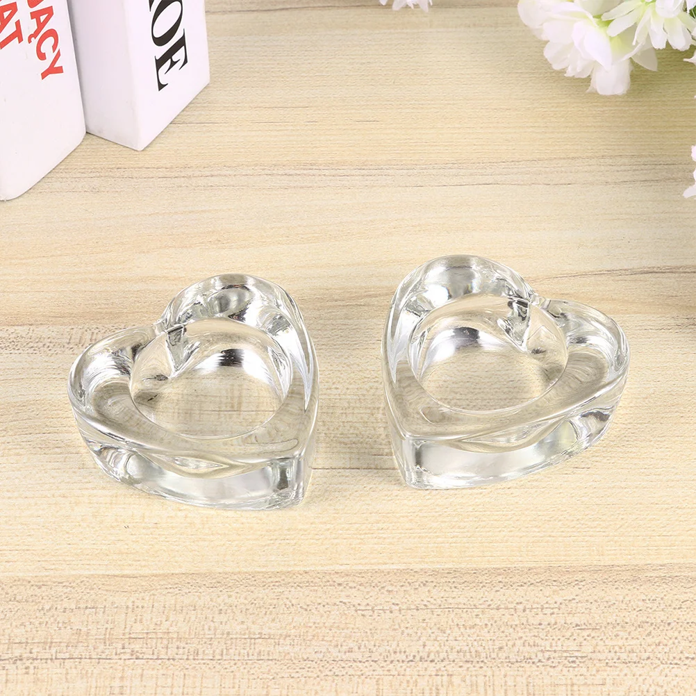 

3Pcs Glass Candlestick Heart Shape Chic Desktop Decoration Holder Tealight Holder Table Ornament Glass Candlestick