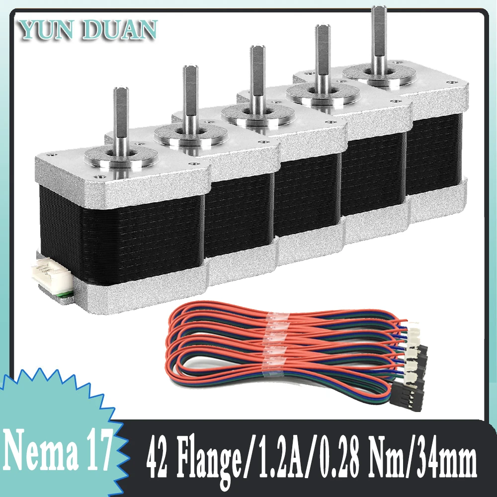 

Nema17 Stepper Motors 42mm Flange 28N.cm 4 Lead 1.2A 2 Phase Stepper Motor Nema 17 for 3D Printer Engraver Machine CNC Kit