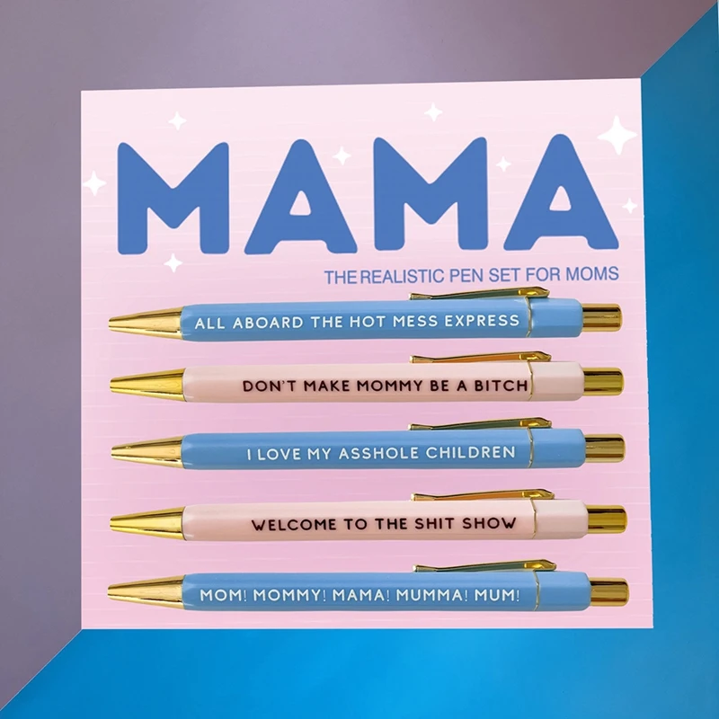 MAMA-Ensemble de 2 stylos à pointe fine, écriture lisse, drôle et hebdomadaire, rappel 03/Mantra