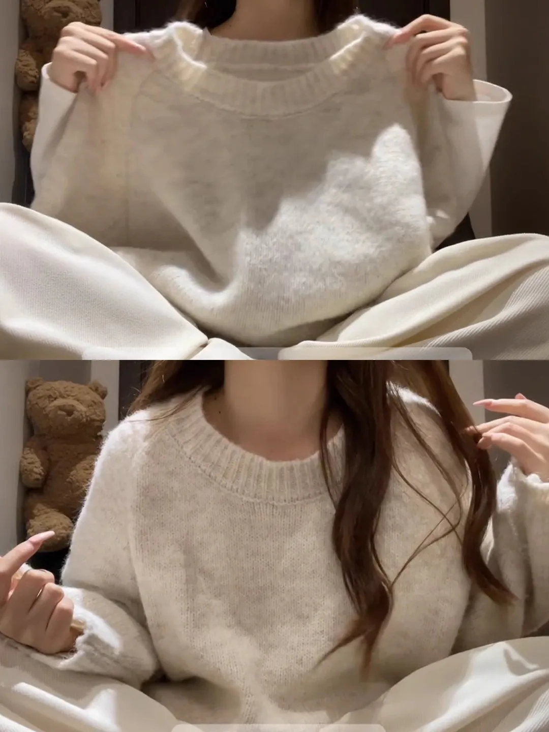 Maglione lavorato a maglia sciolto da donna autunno inverno morbido e accogliente sopra la testa lungo Sve round Ne Basic Color Faion Premium Feeling