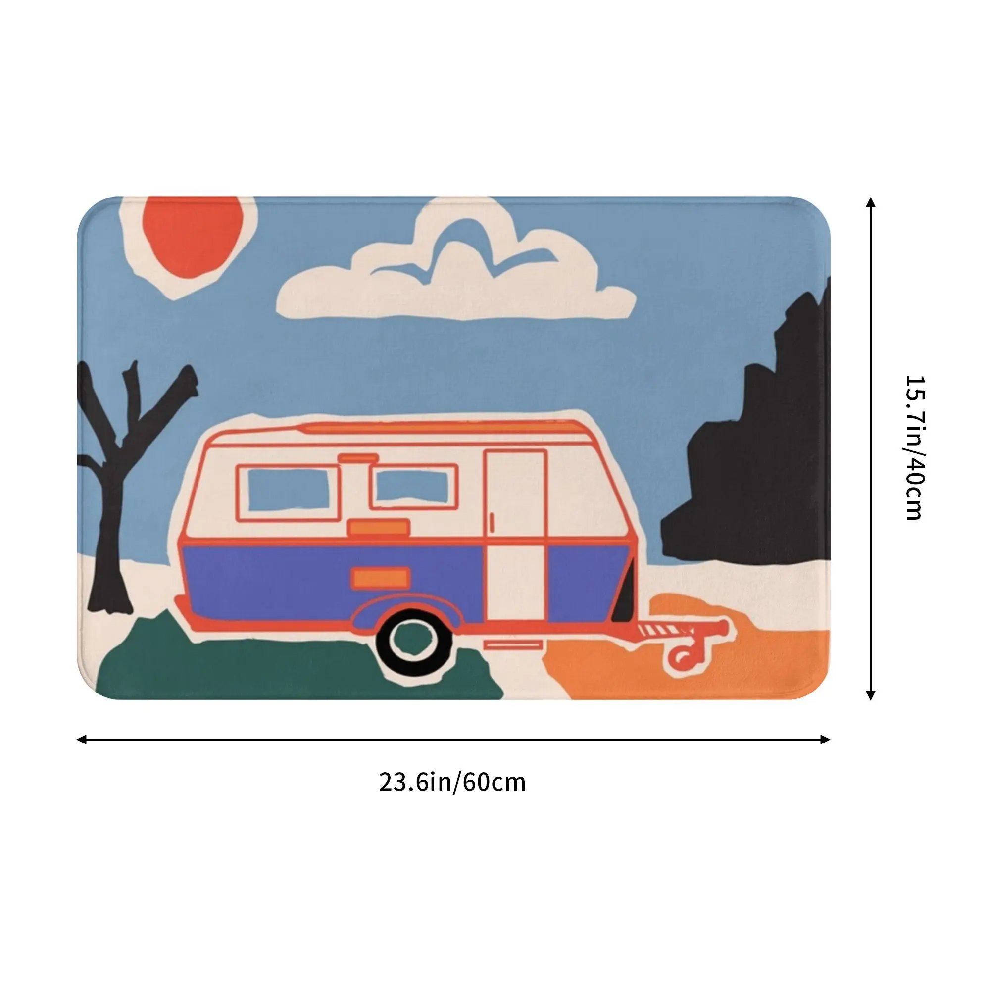 Retro Vintage Eriba Caravan Anti-slip Doormat Floor Mat Absorbent Mat Carpet Rug for Kitchen Entrance Home Bathroom Footpad Mats