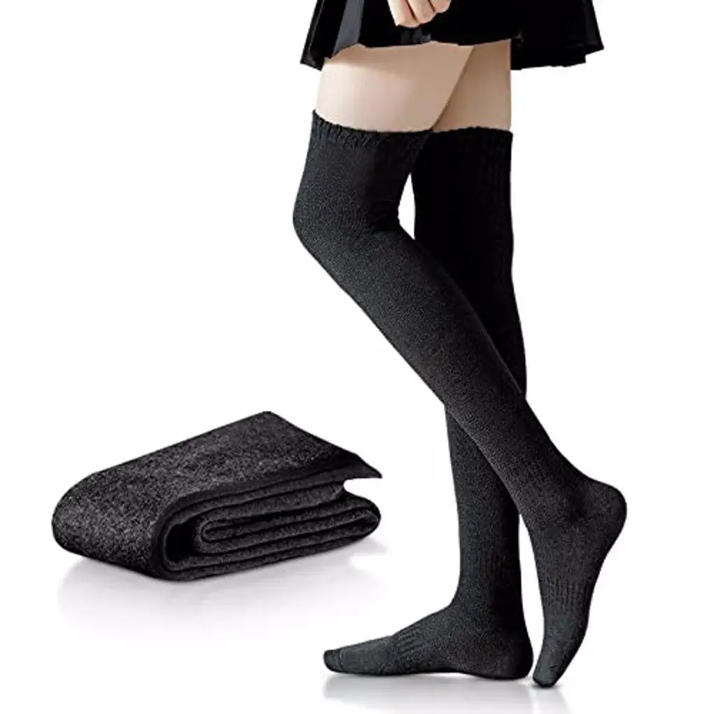 1 Pair 80cm Thigh High Socks Autumn Winter Elasticity Breathability Unique Fad Appearance Sock Boots High Thigh Stockings Black