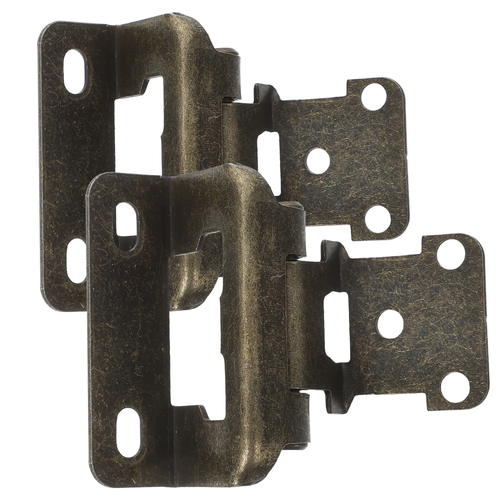 2 pcs Black Cabinet Hinges with Auto-Close Function, Overlay Door Hardware, Self-Closing Bronze Finish