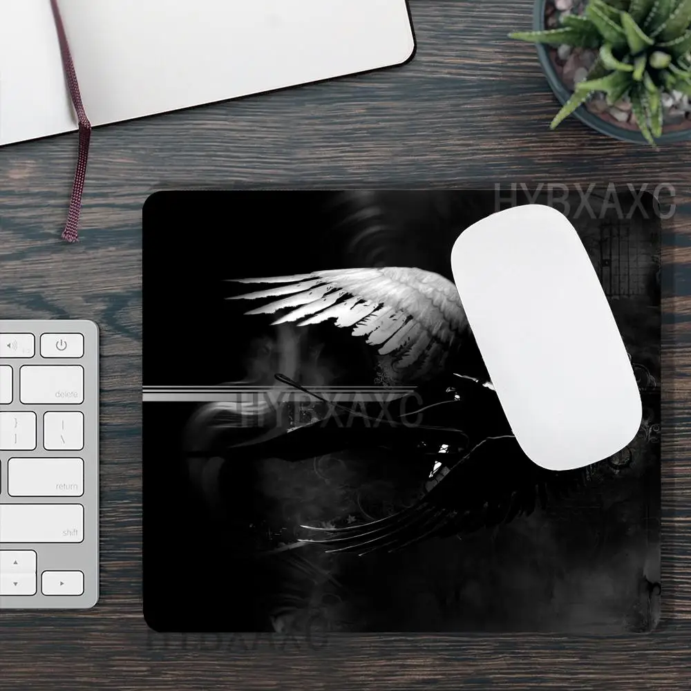 HYBXAXC Black White Gothic Angel Print Small Mouse Pad Desk Desktop Computer Keyboard Wireless Boy Girl Gift for Play games