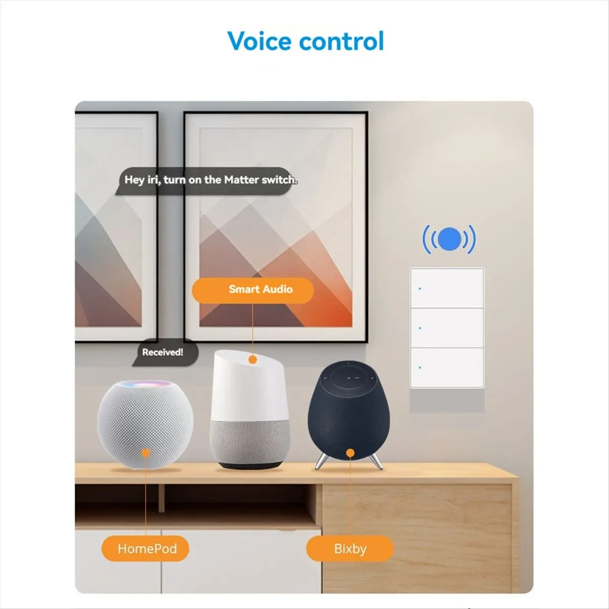 AABFK Matter WiFi Smart Switch Wall Light Switch Smart Control 1 2 3 4 6 Gangs Button for SmartThings Homekit APP 4 Way