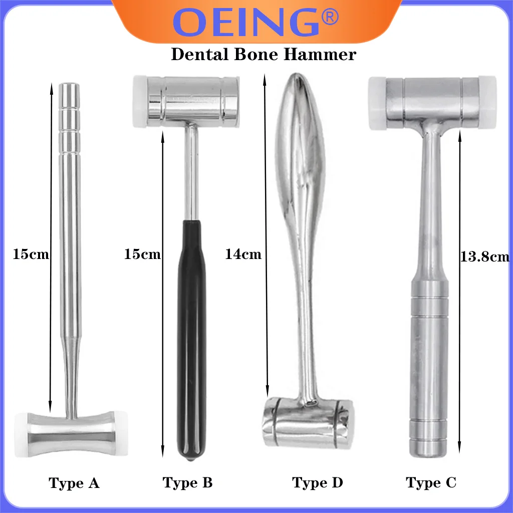 1Pc Dental Bone Hammer Autoclave Teeth Surgical Extraction Tool Double-headed Nylon Stainless Steel Handle Dentist Instrument