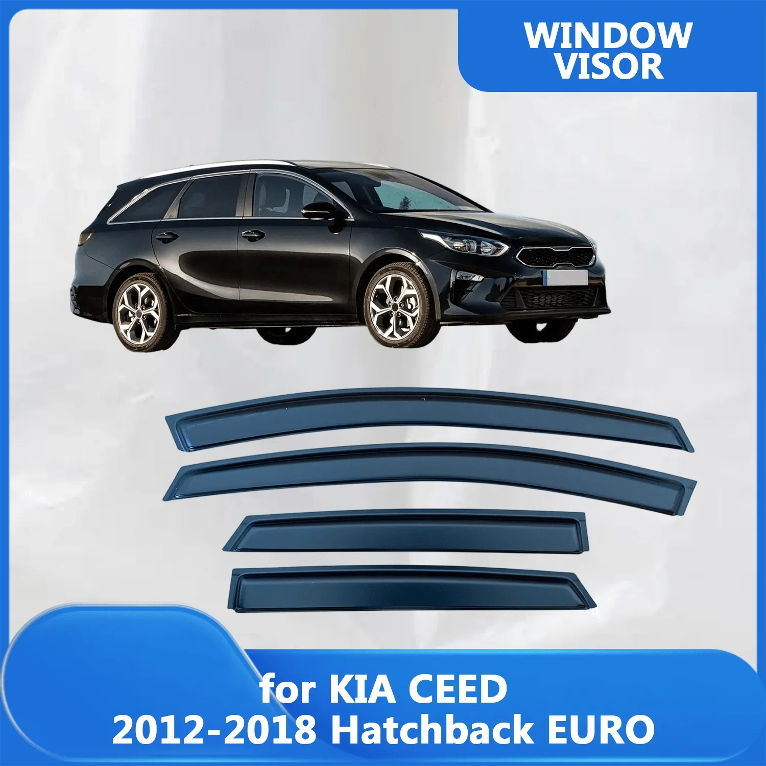 

Window Visor for KIA CEED 2012 2013 2014 2015 2016 2017 2018 Hatchback EURO Wind Deflectors Rain Guards Door Visor Vent