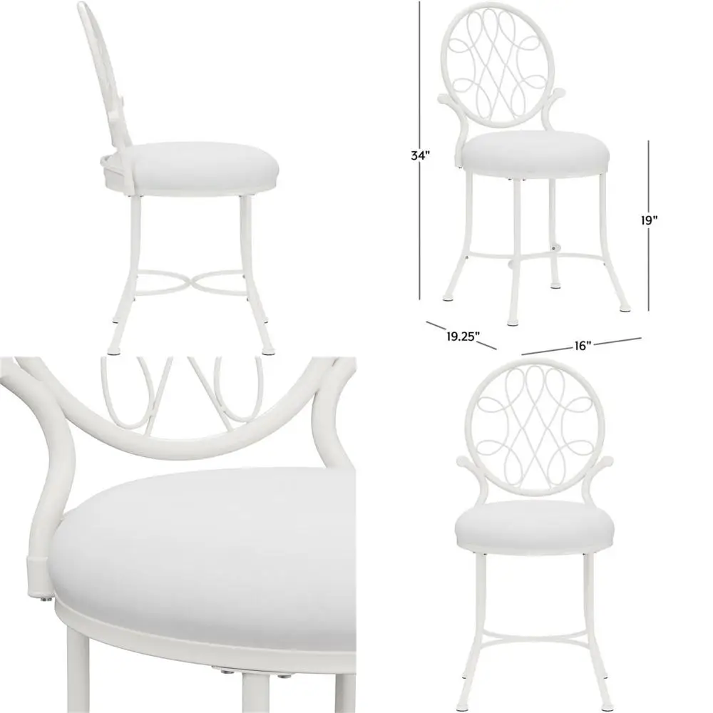

Metal Vanity Stool for Makeup Room or Bathroom, White
