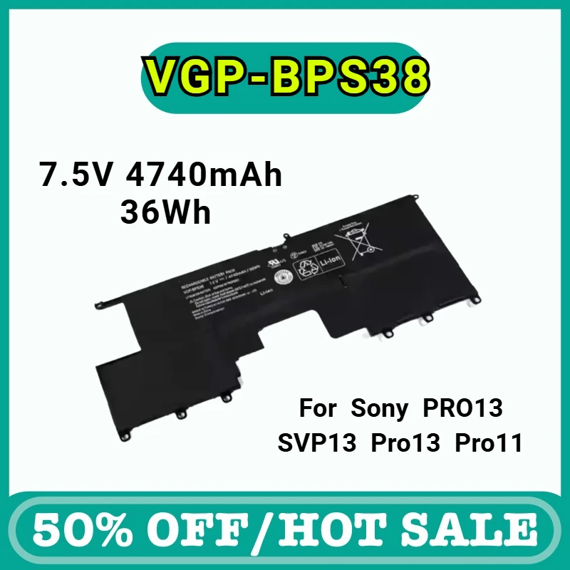 

VGP-BPS38 36WH New Laptop Battery for SONY VAIO PRO11 PRO13 SVP1321BPXB SVP13216PG SVP13 Pro13 Pro11 SVP132A19T 7.5V 4740mAh