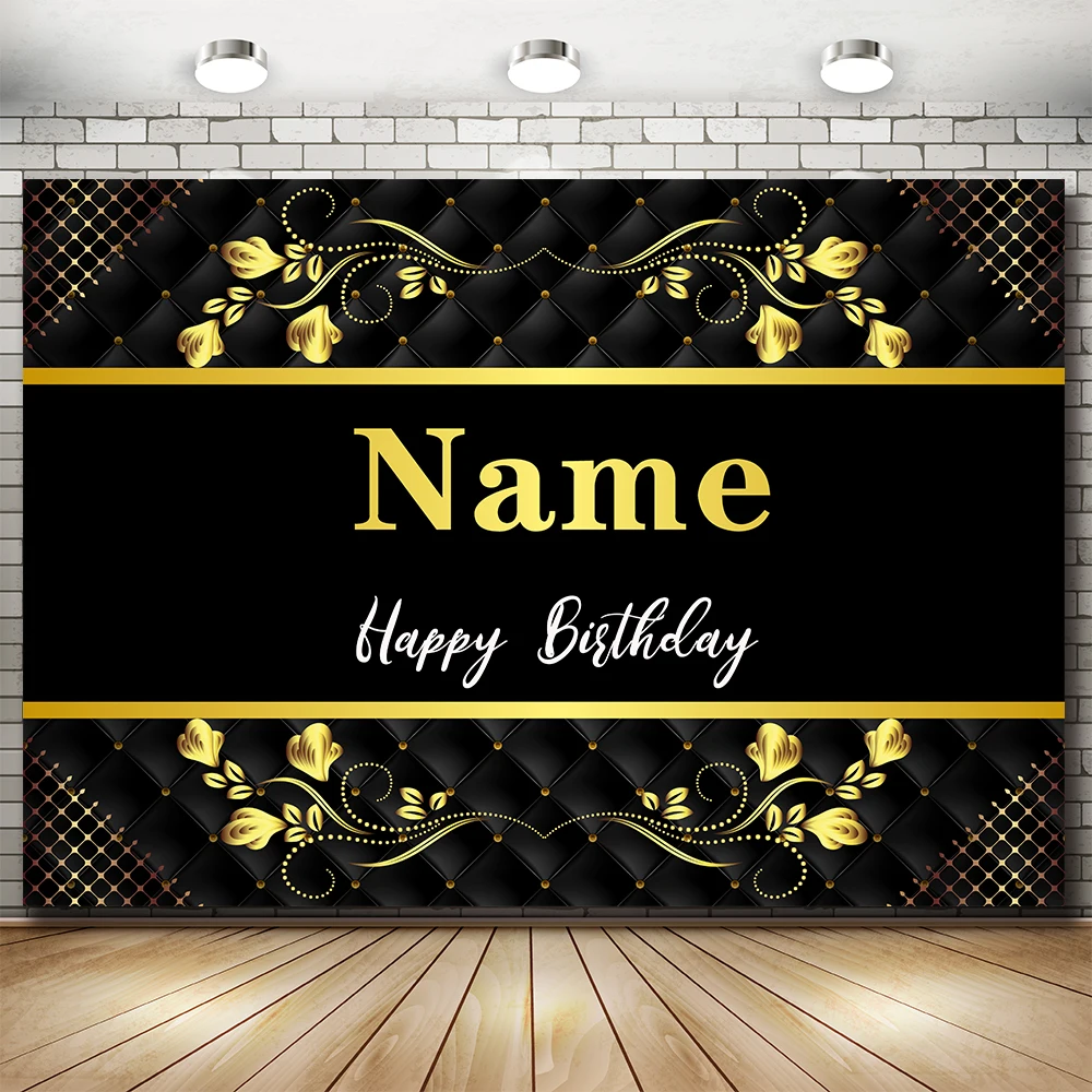 

Custom Name Gold Glitter Birthday Party Decoration Banner Backgrounds DIY Photography Backdrops Photocall Photo Studio Prop