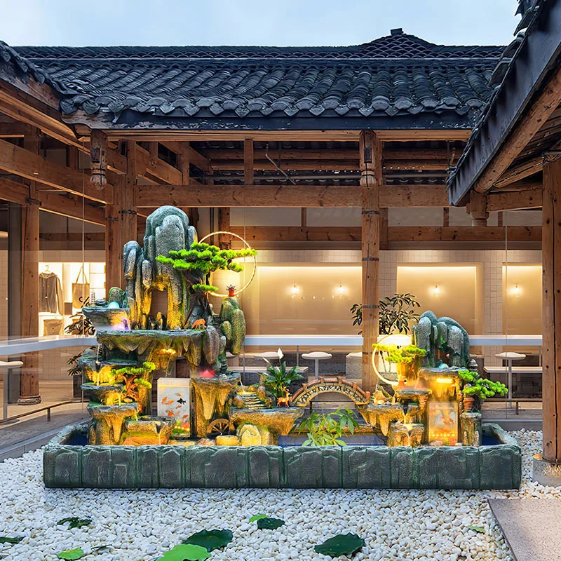 الجنينة في الفناء الخارجي، المناظر الطبيعية للمياه المتدفقة، زخرفة جدار ستارة الماء، شرفة الحديقة، زخرفة النافورة، الدورة الدموية #5