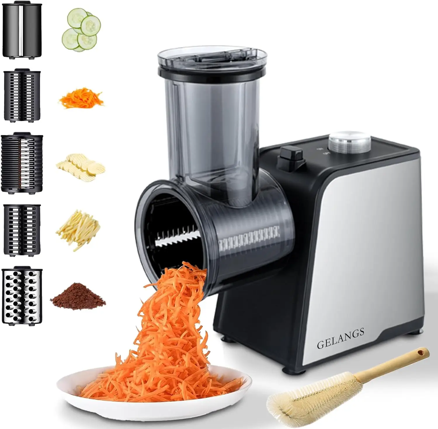 

300W Electric Vegetable Slicer & Grater - 5 Blades, Easy Clean, One-Touch