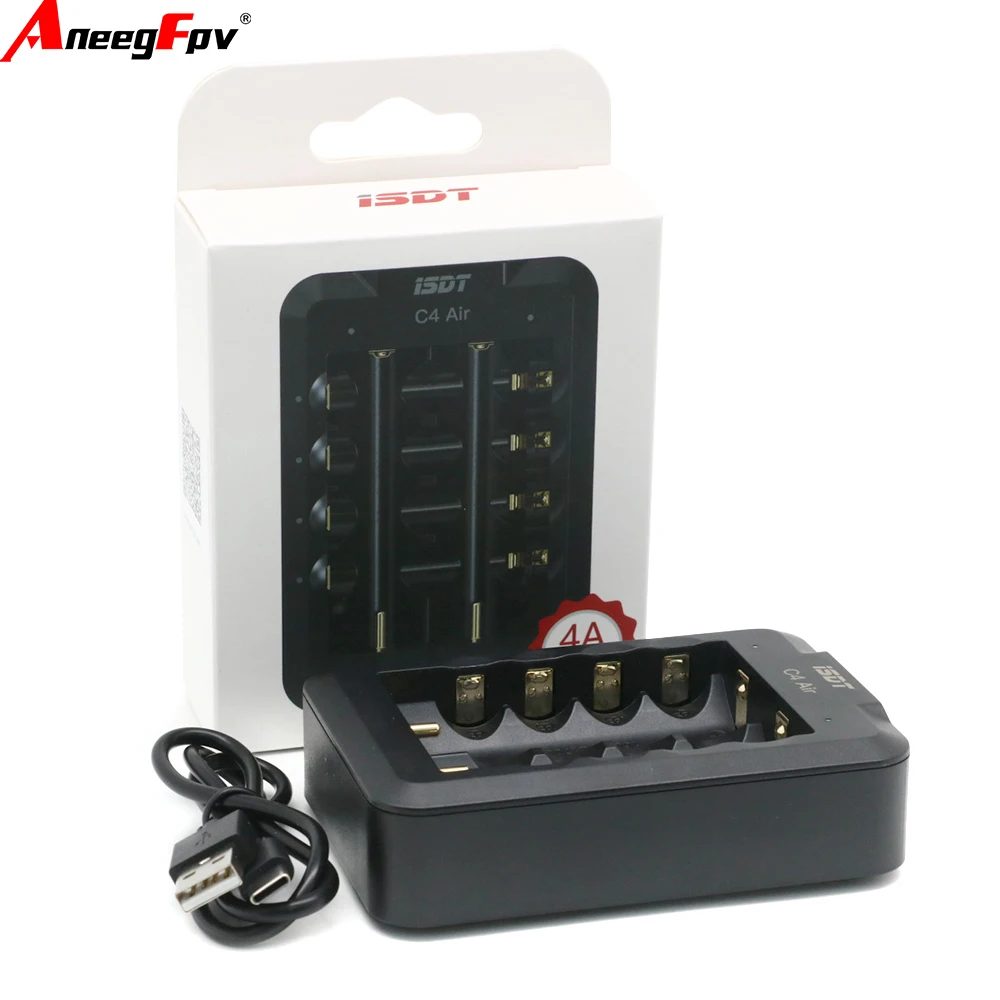 ISDT C4 Air USB Type-C 6-Bay 4A Universal Smart Charger with APP Connection for AA AAA Li-ion Rechargeable Batteries