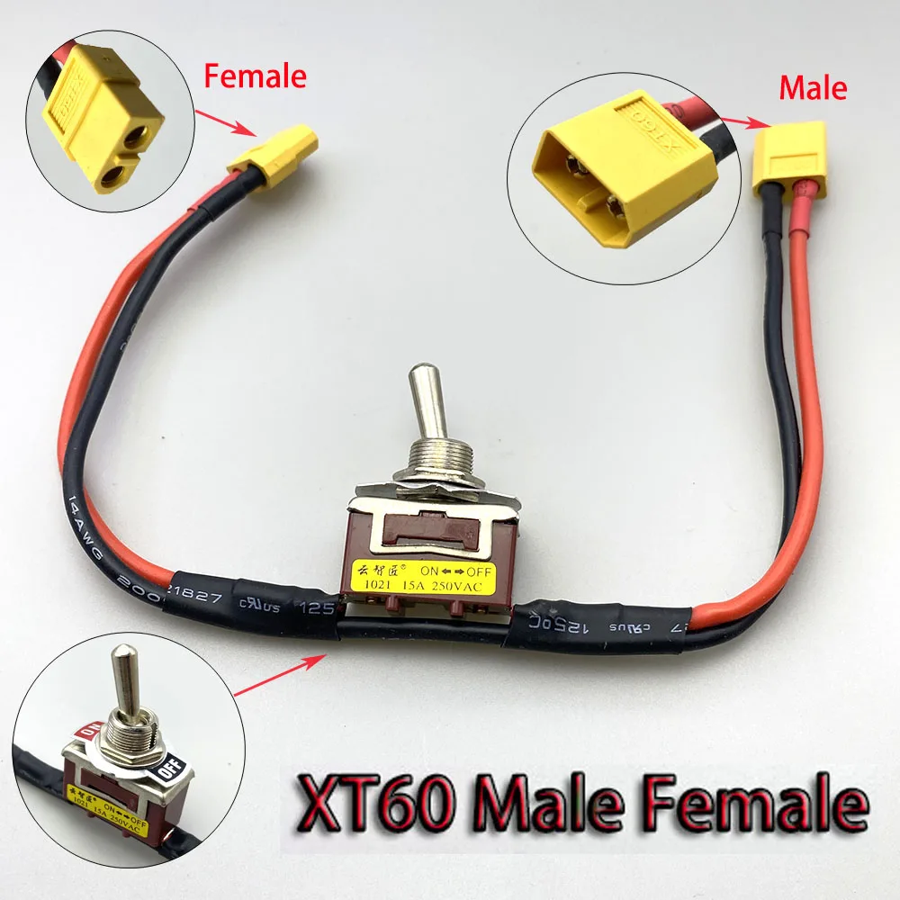 15A 250VAC Large Current High Load Power Supply Switch with XT30 XT60 XT90 T Connector for RC Airplane Model ESC Battery Parts
