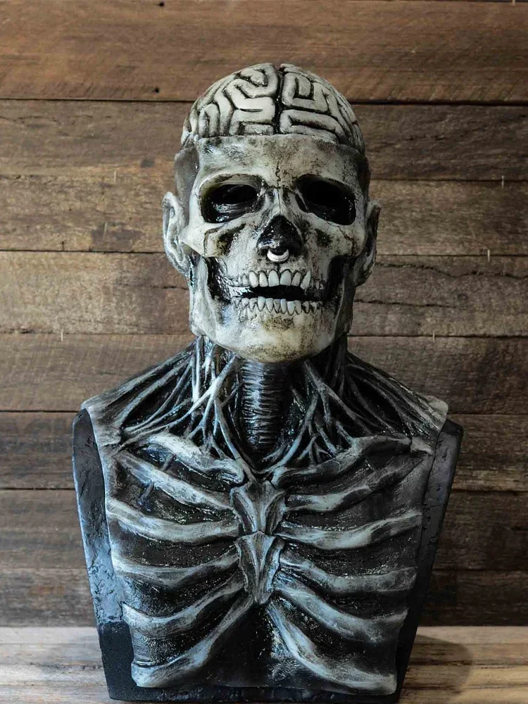 Halloween Gruselige Totenkopfmaske Halloween Party Karneval Cosplay Prop Neuheit Realistische Totenkopf Latexmaske Böser roter Totenkopf Kopfbedeckung