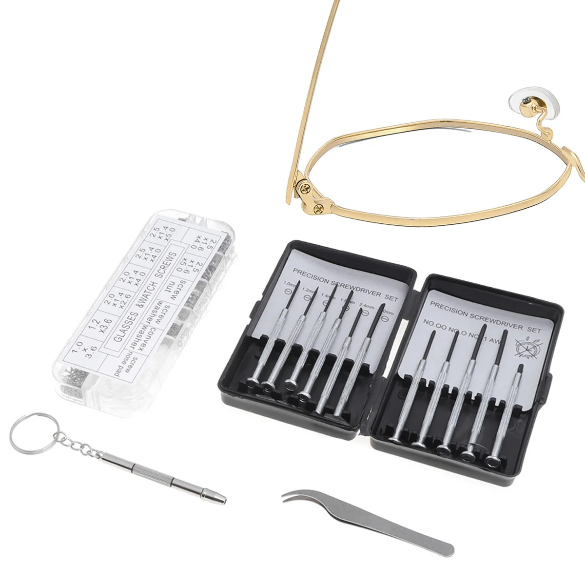 

1Set Glasses Repair Kit Micro Screwdriver Tweezer Repair Tools for Eyeglasses Sunglasses Watches Jewelry Home Use