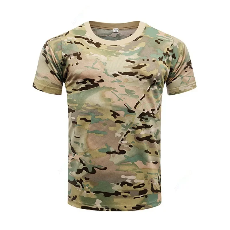 New Camouflage Tactical Shirt Short Sleeve Men's Breathable Quick Dry Combat T-Shirt Outdoor T-Shirt Camo Hiking Hunting Shirts