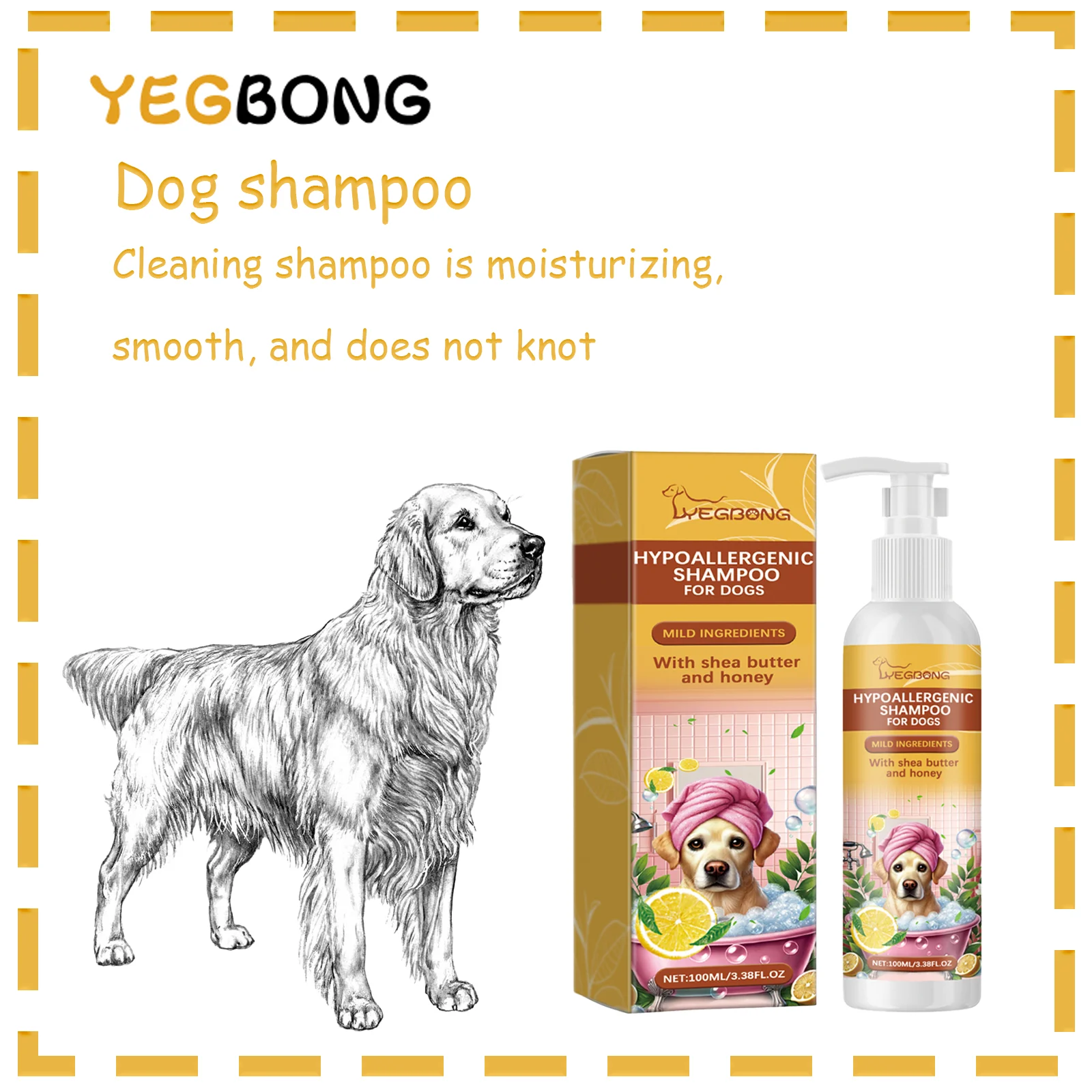 

Yegbong 100ml Dog Shampoo Gently Cleanses Pet Dog Hair, Moisturizes and Softens Without Tangling Natural and Fresh Fragrance