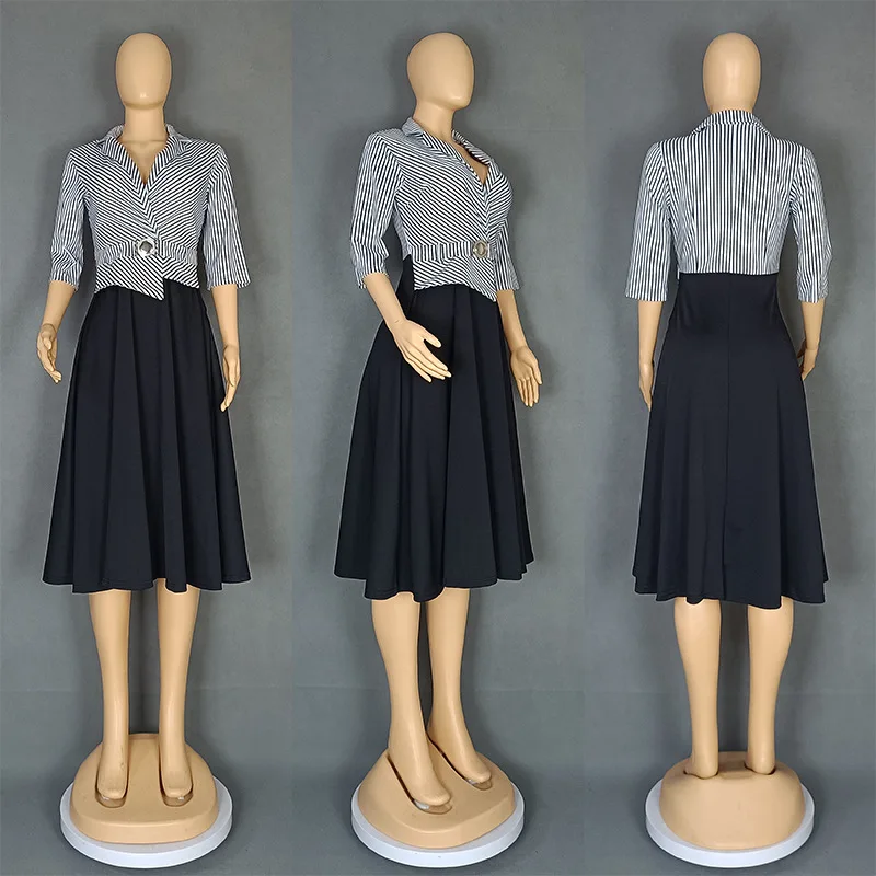 

Африканские платья Dashiki для женщин, осеннее элегантное африканское платье с рукавами 3/4, v-образным вырезом из полиэстера, вечернее платье миди, африканская одежда