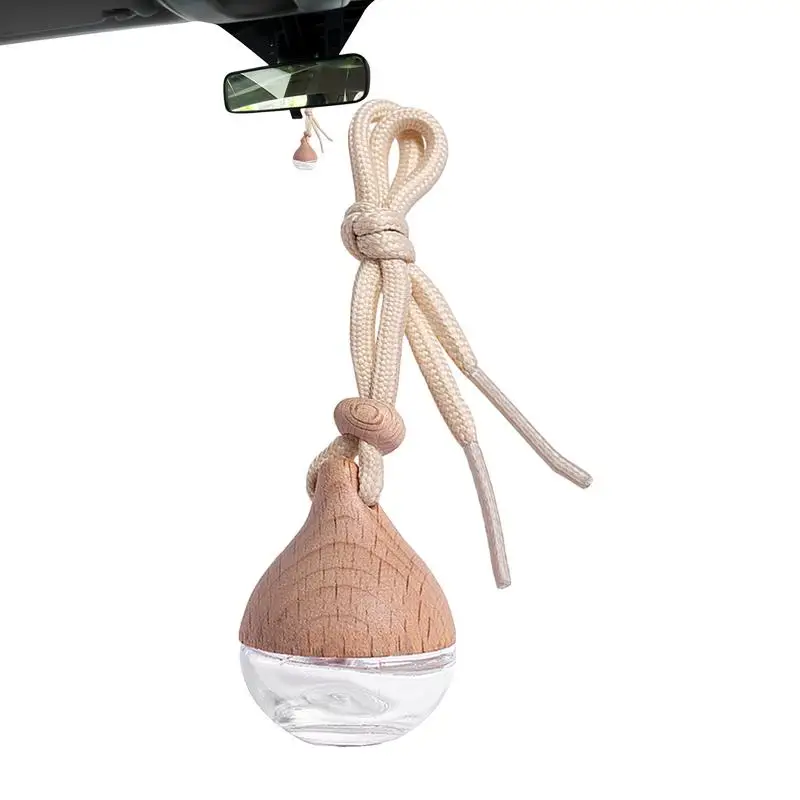 

7ML Empty Car Air Freshener Pendant Perfume Glass Bottle With Wooden Caps Refillable Car Essential Oil Glass Bottle